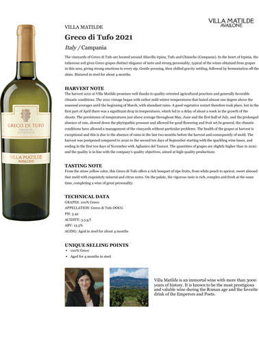 Greco di Tufo 2021 Fact Sheet