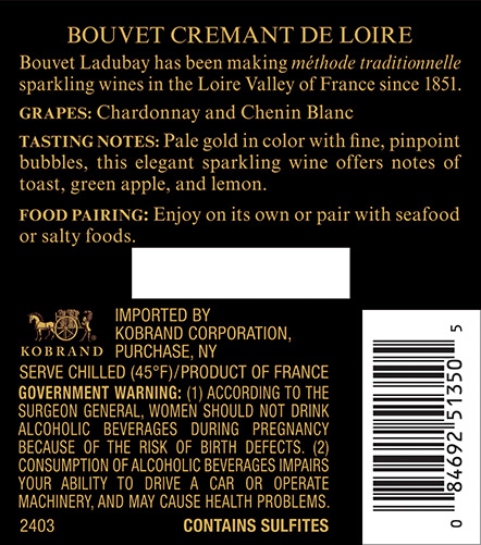 Cremant de Loire Back Label