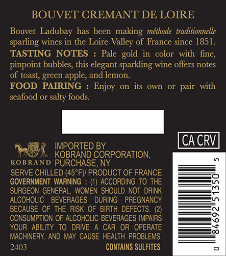 Cremant de Loire Back Label
