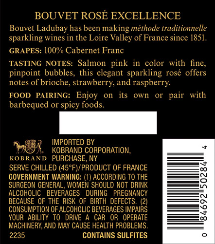 Excellence Brut Rosé Back Label