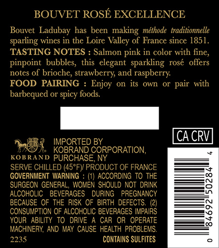 Excellence Brut Rosé Back Label