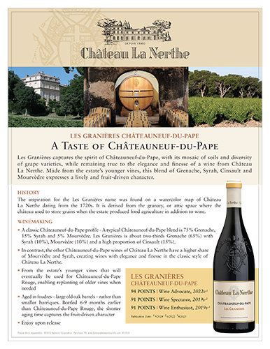 Les Granières Châteauneuf-du-Pape Sell Sheet