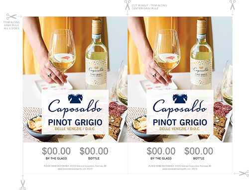 Pinot Grigio Delle Venezie DOC Insert Table Tent (Editable)
