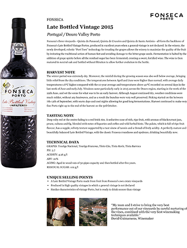 Late Bottled Vintage 2015 Fact Sheet