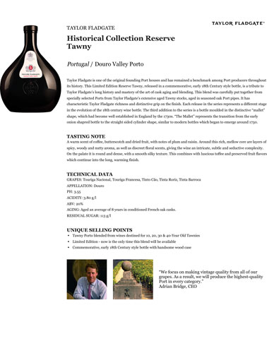 Historical Collection Reserve Tawny Fact Sheet