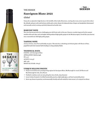 Sauvignon Blanc (New Zealand) 2021 Fact Sheet