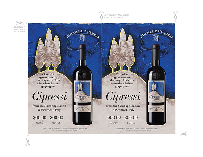 Cipressi Nizza DOCG Insert Table Tent (Editable)