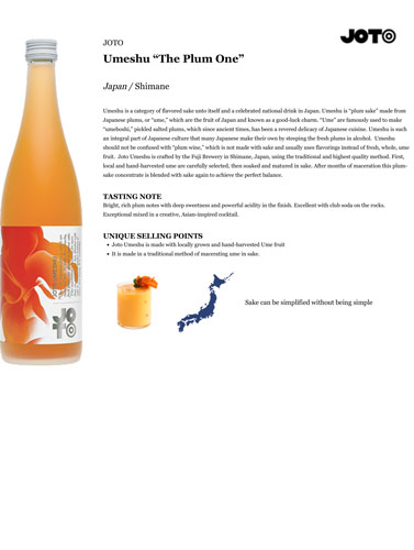 Umeshu “The Plum One” Fact Sheet