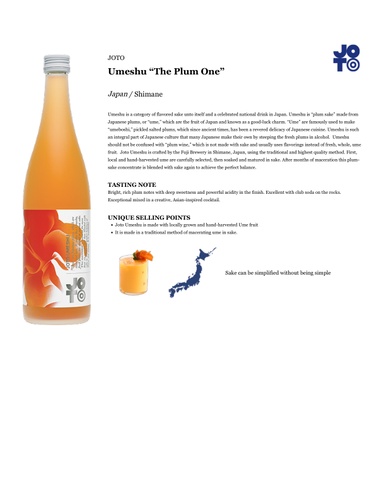 Umeshu “The Plum One” Fact Sheet