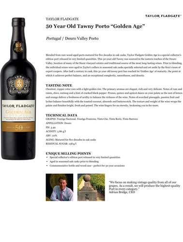 50 Year Old Tawny Porto “Golden Age” Fact Sheet