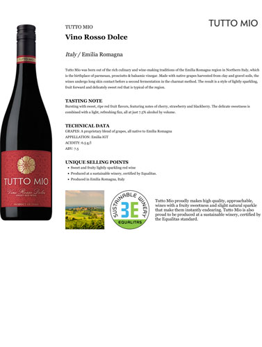Vino Rosso Dolce Fact Sheet