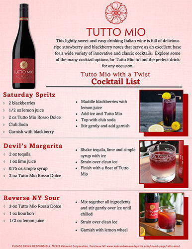Tutto Mio Cocktail Sell Sheet
