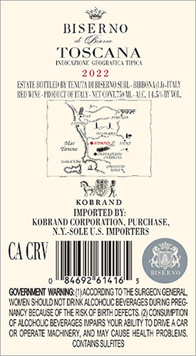 Biserno 2022 Back Label