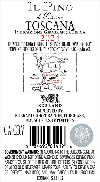 Il Pino di Biserno 2024 Back Label
