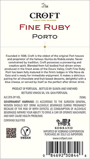 Fine Ruby Porto Back Label