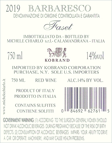 Faset Barbaresco DOCG 2019 Back Label