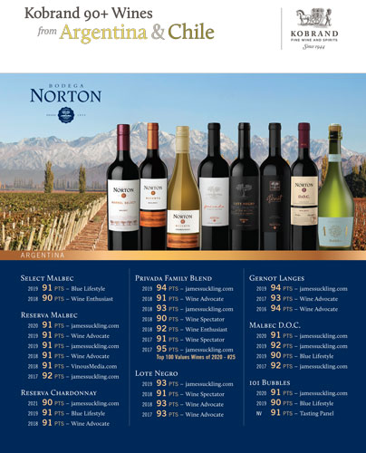 Kobrand 90+ Wines from Argentina & Chile Accolades Sell Sheet