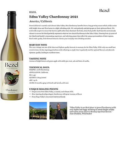 Edna Valley Chardonnay 2021 Fact Sheet