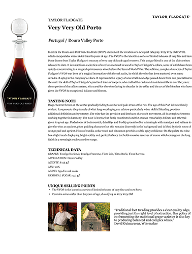 Very Very Old Porto Fact Sheet