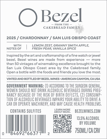 Chardonnay 2025 Back Label