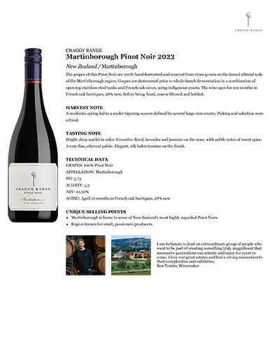 Martinborough Pinot Noir 2023 Fact Sheet
