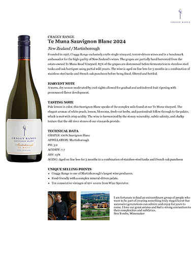 Te Muna Sauvignon Blanc 2024 Fact Sheet