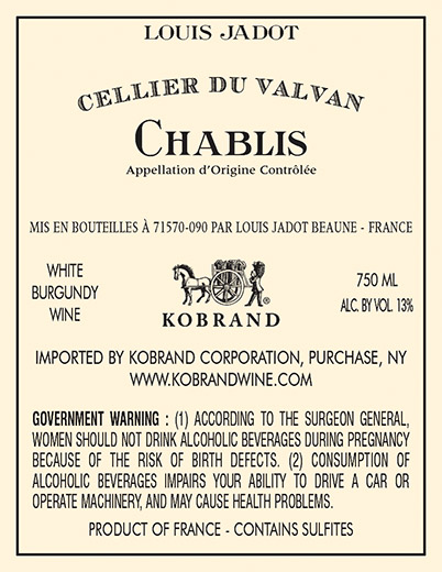 Chablis Cellier du Valvan Back Label