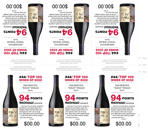 Folly 2018 Wine Enthusiast Shelf Talker (Editable PDF) – 94 Points