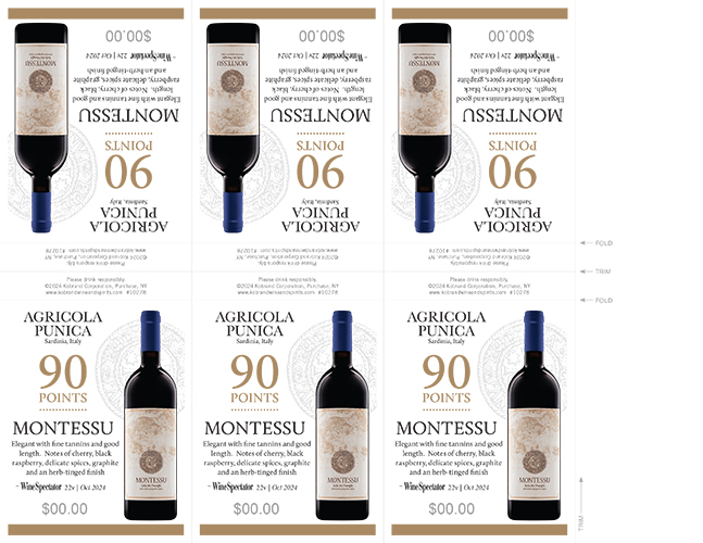 Montessu Isola dei Nuraghi 2022 Wine Spectator Shelf Talker – 90 Points (Editable PDF)