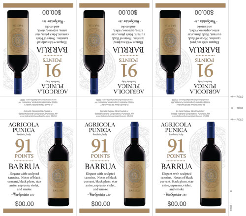 Barrua Isola dei Nuraghi 2018 Wine Spectator Shelf Talker – 91 Points