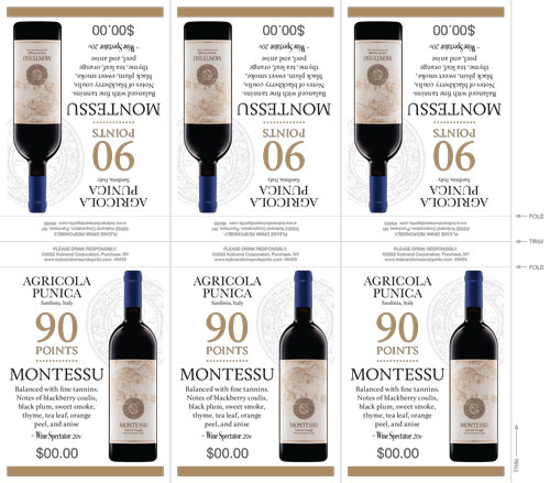 Montessu Isola dei Nuraghi 2020 Wine Spectator Shelf Talker – 90 Points (Editable PDF)