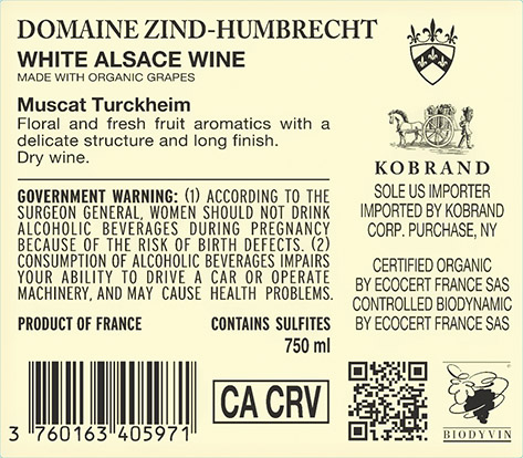 Muscat Turckheim 2023 Back Label
