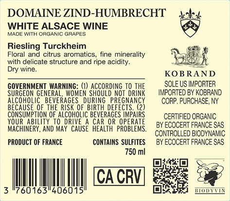 Riesling Turckheim 2023 Back Label