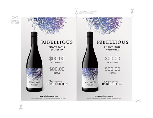 California Pinot Noir Unapologetically Rebellious Insert Table Tent (Editable PDF)