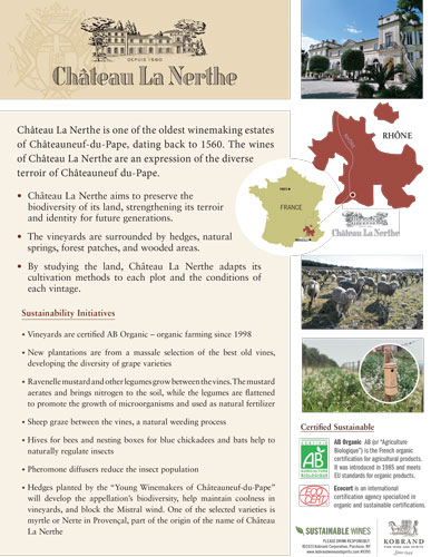 Château La Nerthe Sustainability / Green Sell Sheet