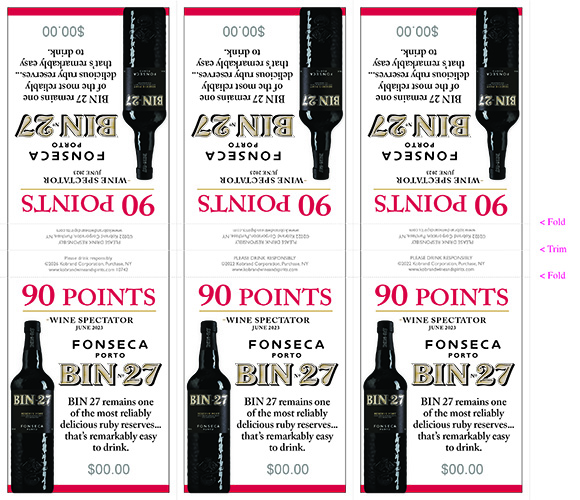 BIN 27 Porto Wine Spectator Shelf Talker – 90 Points (Editable PDF)