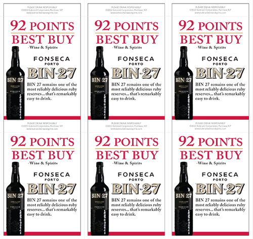 BIN 27 Porto Shelf Talker – 92 Points (Editable PDF)