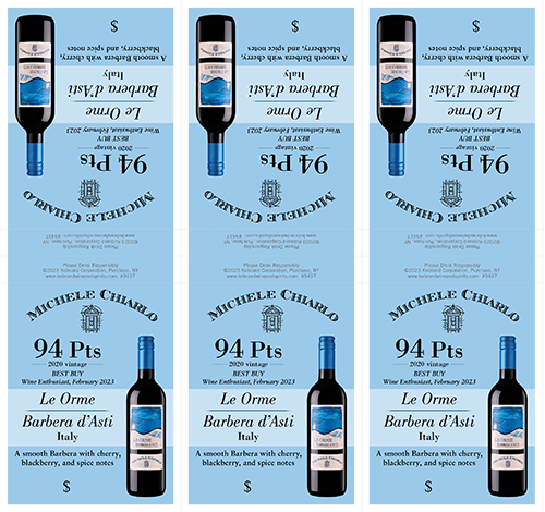 Le Orme Barbera d’Asti DOCG 2020 Wine Enthusiast Shelf Talker (Editable PDF) – 94 Points
