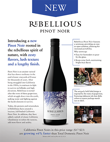 Rebellious Pinot Noir Launch POS Sell Sheet