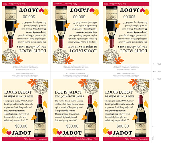 Beaujolais-Villages Thanksgiving Shelf Talker 6-Up (Editable PDF)