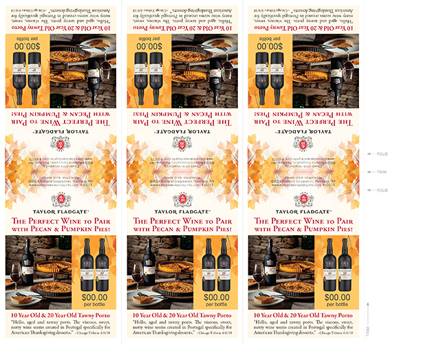 10- & 20-Year-Old Tawny Port Thanksgiving Shelf Talker 6-Up (Editable PDF)