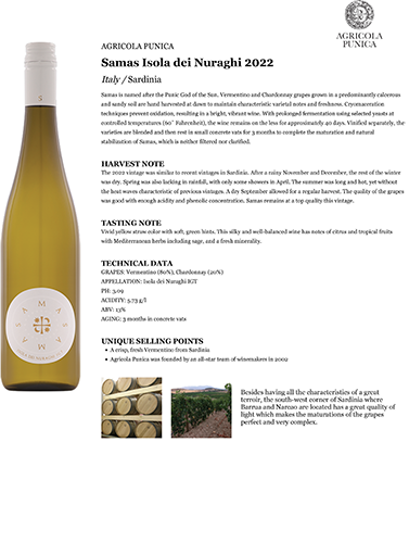 Samas Isola dei Nuraghi 2022 Fact Sheet