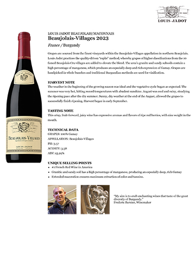 Beaujolais-Villages 2023 Fact Sheet