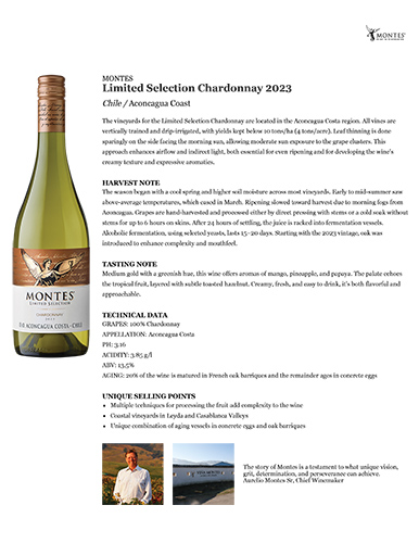 Limited Selection Chardonnay 2023 Fact Sheet