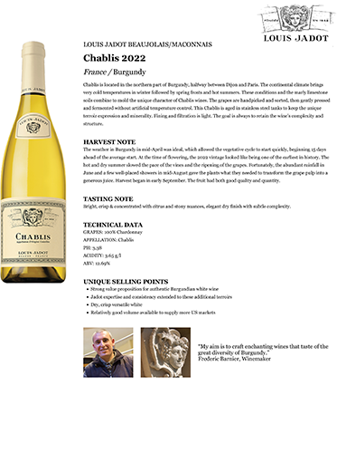 Chablis 2022 Fact Sheet