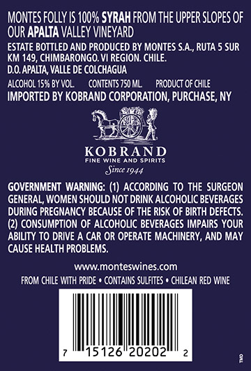 Folly 2020 Back Label