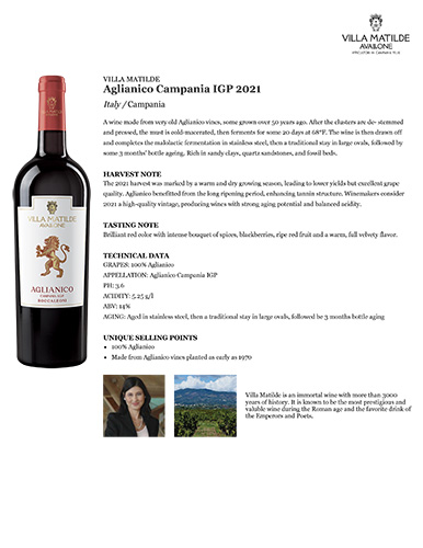 Aglianico Campania IGP 2021 Fact Sheet
