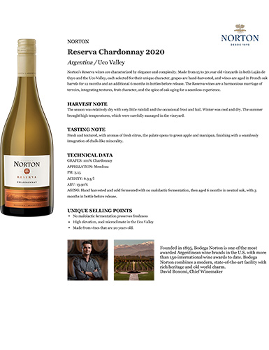 Reserva Chardonnay 2020 Fact Sheet