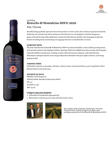 Brunello di Montalcino DOCG 2020 Fact Sheet