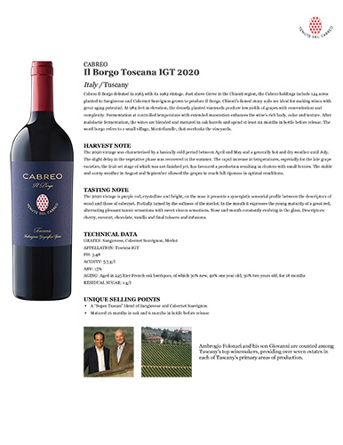 Il Borgo Toscana IGT 2020 Fact Sheet